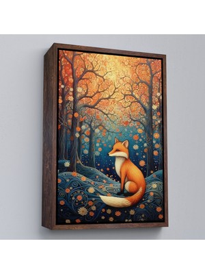 Çerçeveli Soyut Ormandaki Sarı Tilki TABLOSU-7527