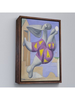 Çerçeveli Pablo Picasso - Plaj Topu Ile Yıkanıyor Tablosu - Pablo Picasso Bather With BEACHBALL-8076