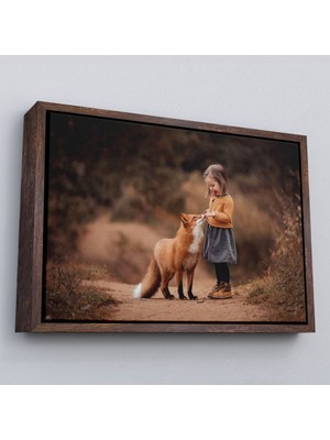 Çerçeveli Küçük Kız ve Tilki Dekoratif Kanvas TABLO-1147