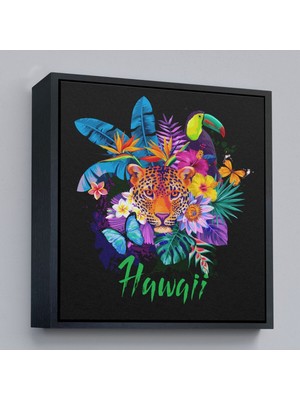 Çerçeveli Hawai Temalı Leopar Dekoratif Kanvas TABLO-5814