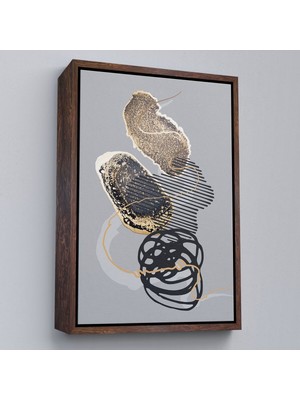 Çerçeveli Geometrik Formda Mürekkep ve Alkol Elementli Kanvas TABLO-5180