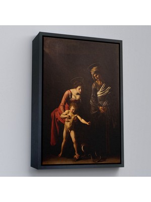 Çerçeveli Caravaggio - Madonna ve Çocuk, Aziz Anne Ile TABLO-7359