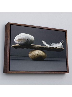 Çerçeveli Taş ve Tüy Dengesi Tuval Duvar Sanatı, Tuval Baskı Ev Dekorasyon, Ofis DEKORASYON-5375