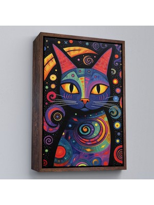 Çerçeveli Pablo Picasso Tarzı - Soyut Renkli Kedi TABLO-7542