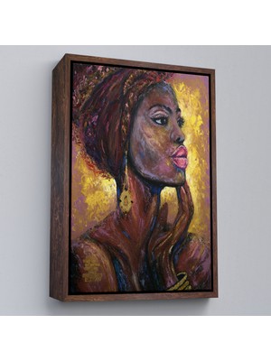Çerçeveli Afrikalı Kadın Portresi Pop Art Duvar TABLOSU-6008
