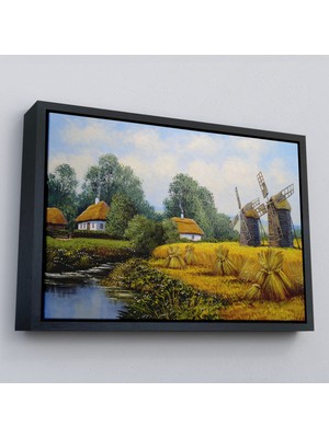 Çerçeveli Ukrayna Köy Evi Dekoratif Kanvas Duvar TABLOSU-3675