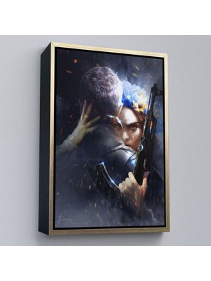 Çerçeveli Ağlayan Ukraynalı Savaçcı Kadın ve Sevgilisi Duvar TABLOSU-6279
