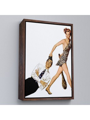 Çerçeveli Modern Erkeği Sürükleyip Götüren Taş Devri Kadını TABLO-7738