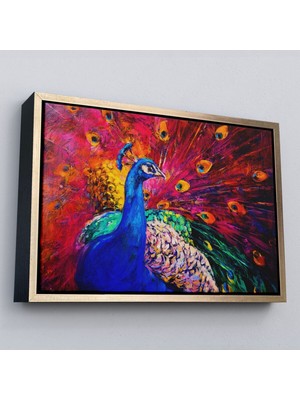 Çerçeveli Çok Renkli Tavus Kuşu Modern Sanat Kanvas Duvar TABLOSU-1112