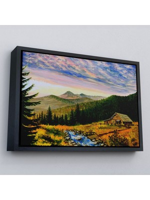 Çerçeveli Ukrayna Köy Evi Manzarasi Dekoratf Duvar TABLOSU-3481