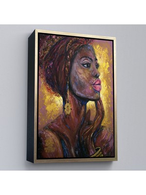 Çerçeveli Afrikalı Kadın Portresi Pop Art Duvar TABLOSU-6008