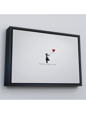 Çerçeveli Banksy Kırmızı Balonlu Kızın'ın Her Zaman Umut Vardır Yazılı TABLOSU-5012