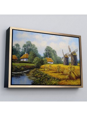 Çerçeveli Ukrayna Köy Evi Dekoratif Kanvas Duvar TABLOSU-3675