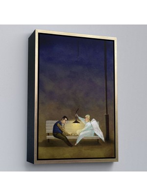 Çerçeveli Melek Iyi Insanlara Yardım Ediyordekoratif TABLO-6110