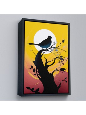 Çerçeveli Ağaç Üstündeki Soyut Kuş TABLOSU-7614