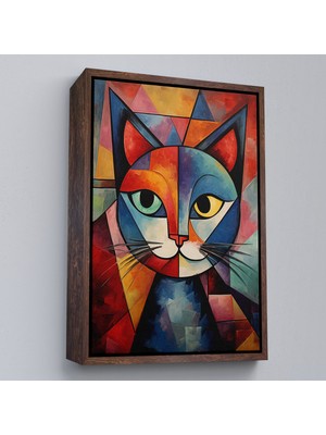 Çerçeveli Pablo Picasso Tarzı - Soyut Renkli Kedi TABLO-7375