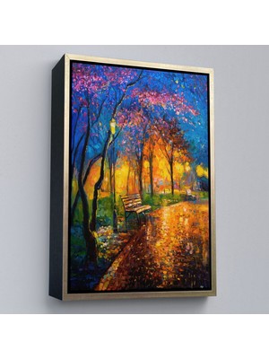 Çerçeveli Moskova Parkta Gece Manzarası Kanvas TABLO-5986