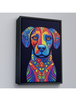 Çerçeveli Mandala Renkli Köpek TABLO-7545