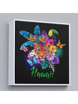 Çerçeveli Hawai Temalı Leopar Dekoratif Kanvas TABLO-5814