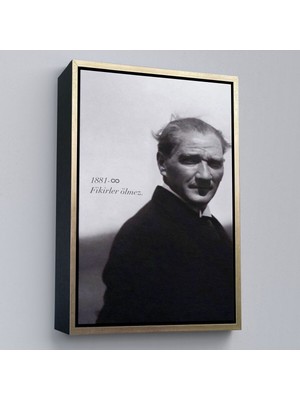 Çerçeveli Atatürk Portre Tablosu Mustafa Kemal Atatürk Dikdörtgen Dekoratif Kanvas TABLO-128