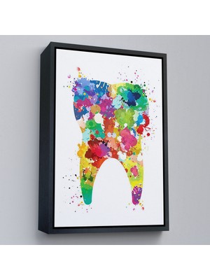 Çerçeveli Renkli Diş, Diş Hekimi Duvar TABLOSU-6153