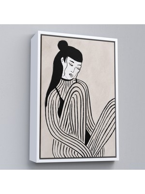 Çerçeveli Handdrawn Oturan Kadın TABLOSU-7981