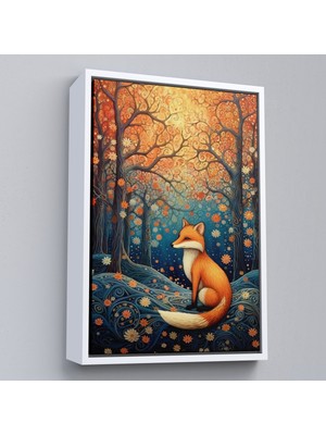 Çerçeveli Soyut Ormandaki Sarı Tilki TABLOSU-7527