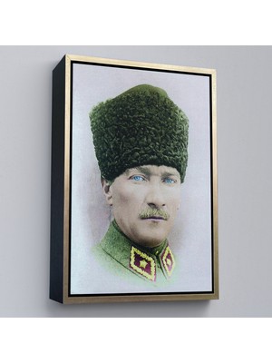 Çerçeveli Atatürk Portre Tablosu Mustafa Kemal Atatürk Dikdörtgen Dekoratif Kanvas Tablo-56