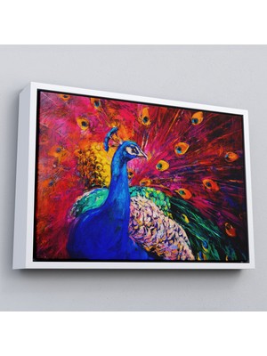 Çerçeveli Çok Renkli Tavus Kuşu Modern Sanat Kanvas Duvar TABLOSU-1112