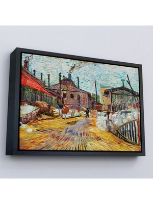 Çerçeveli Vincent Van Gogh - Asnieres Deki Fabrika Tablo - The Factory At ASNIERES-7166