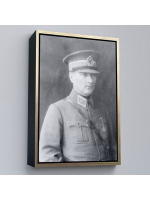 Çerçeveli Atatürk Portre Tablosu Mustafa Kemal Atatürk Dikdörtgen Dekoratif Kanvas Tablo-75