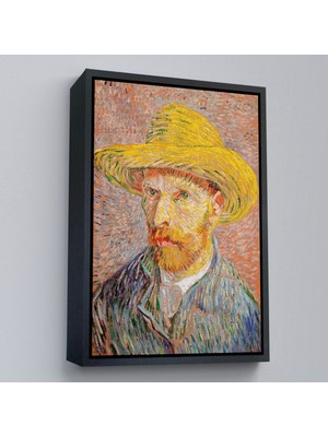 Çerçeveli Vincent Van Gogh - Hasır Şapkalı Otoportre TABLOSU-7449