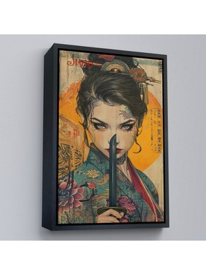 Çerçeveli Şavaşçı Japon Kadın TABLOSU-7767