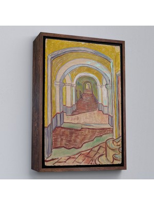 Çerçeveli Vincent Van Gogh - Akıl Hastanesi Koridor Girişi Tablo - Corridor In The ASYLUM-7474