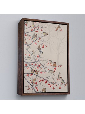 Çerçeveli Kuşburnu Ağacındaki Kuşlar TABLOSU-8042