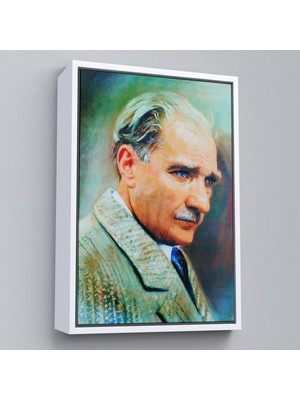 Çerçeveli Atatürk Portre Tablosu Mustafa Kemal Atatürk Dikdörtgen Dekoratif Kanvas Tablo-62