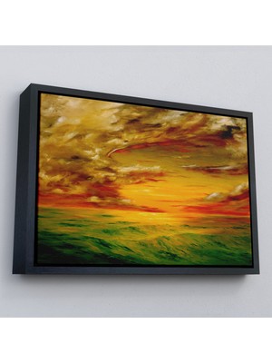 Çerçeveli Deniz Manzarası Yağlıboya Görünüm Dekoratif Kanvas Duvar TABLOSU-3762