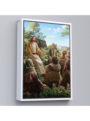Çerçeveli Isa Mesih Havarilerine Ders Veriyor, Hristiyan Hediye Tablosu Jesus Christ -6382