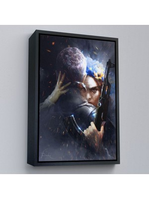 Çerçeveli Ağlayan Ukraynalı Savaçcı Kadın ve Sevgilisi Duvar TABLOSU-6279