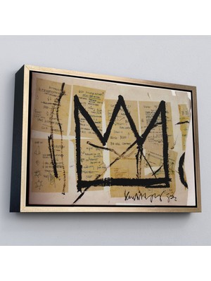 Çerçeveli Jean Michel Basquiat Notlar ve Taç Eseri Kanvas TABLO-5001