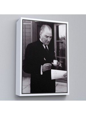 Çerçeveli Atatürk Portre Tablosu Mustafa Kemal Atatürk Dikdörtgen Dekoratif Kanvas TABLO-141