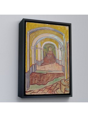 Çerçeveli Vincent Van Gogh - Akıl Hastanesi Koridor Girişi Tablo - Corridor In The ASYLUM-7474