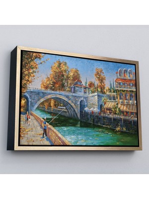 Çerçeveli Soçhi Nehri Rusya Yağlıboya Görünüm Dekoratif Kanvas Duvar TABLOSU-3605