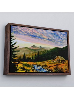 Çerçeveli Ukrayna Köy Evi Manzarasi Dekoratf Duvar TABLOSU-3481