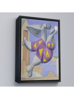 Çerçeveli Pablo Picasso - Plaj Topu Ile Yıkanıyor Tablosu - Pablo Picasso Bather With BEACHBALL-8076