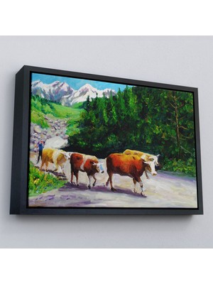 Çerçeveli Otlayan Boğa Kanvas Duvar TABLOSU-1183