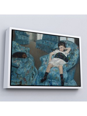 Çerçeveli Mary Cassatt - Mavi Koltuktaki Küçük Kız - Little Girl In A Blue ARMCHAIR-7098