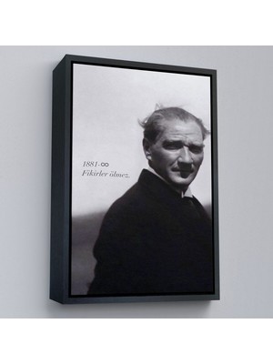 Çerçeveli Atatürk Portre Tablosu Mustafa Kemal Atatürk Dikdörtgen Dekoratif Kanvas TABLO-128