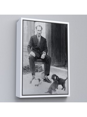 Çerçeveli Atatürk Portre Tablosu Mustafa Kemal Atatürk Dikdörtgen Dekoratif Kanvas Tablo-55
