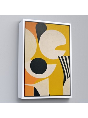 Çerçeveli Sarı Siyah Tonlu Soyut TABLO-7627